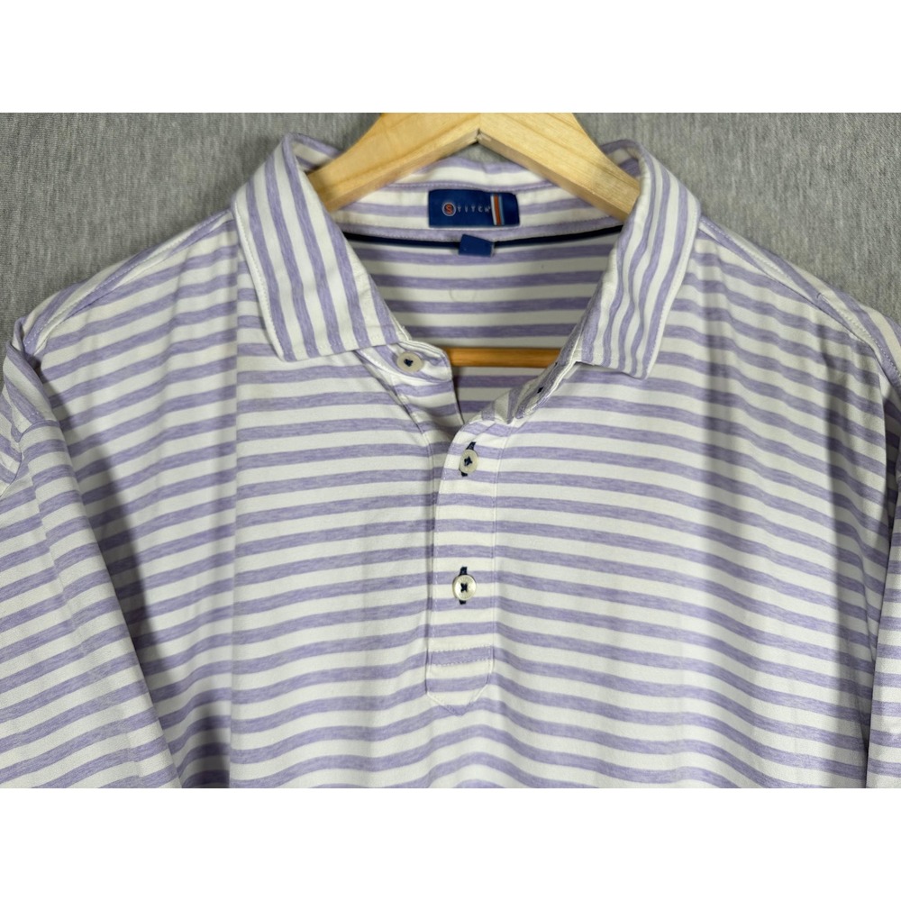 Stitch Golf Polo Shirt Mens XL Purple White Striped Short Sleeve Performance